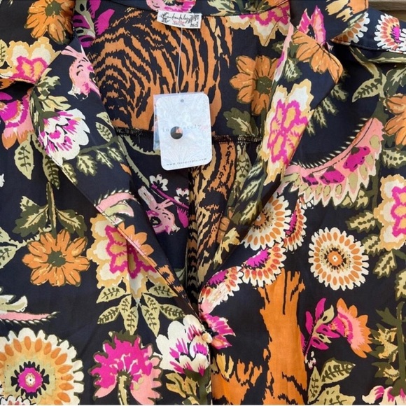 🆕 NWT FP Pajama SET Iron Combo Tiger Floral Print SILKY oversized XL Long Tall - Picture 10 of 16